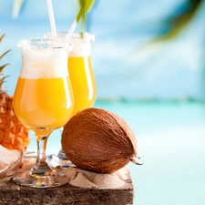 ananas, shell, drinks, Coconut, Two cars