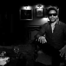 Lenny Kravitz, Glasses, Black and white, glass