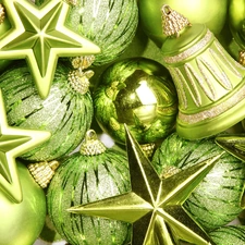 green ones, Christmas, baubles, ornamentation