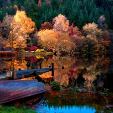 Boat, autumn, lake