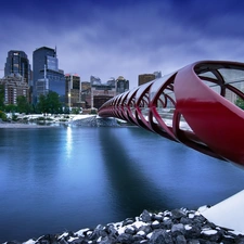 Canada, Picture of Town, River, Calgary, bridge