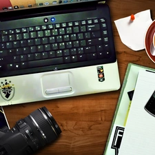 laptop, Telephone, coffee, Camera