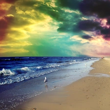 color, Sky, sea, Beaches, clouds