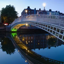 Dublin, Ireland, Houses, bridge, River