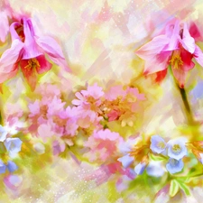 columbine, Flowers, Alberto Guillen, watercolor, picture
