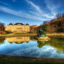 manor-house, Paris, France, Pond - car
