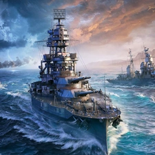 World Of Warships, ships, game, sea