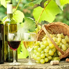 Bottles, Grapes, glasses, Wines