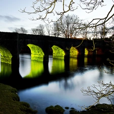 green, River, bridge