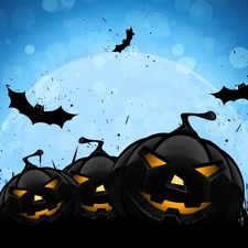 halloween, pumpkin, bats