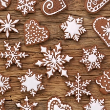 Christmas, glace, heart, Christmas, Stars, Gingerbread