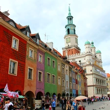 Poznań, Poland, houses, town hall, color