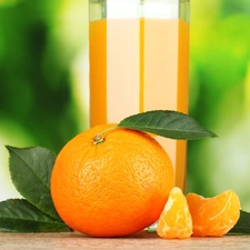 juice, orange, leaves