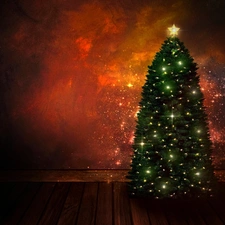 starfish, christmas tree, lights