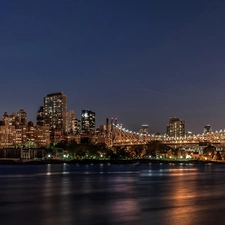 River, night, New York, Town
