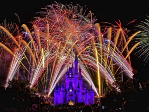 Disneyland, Paris, night, fireworks