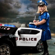 Police, girl, Automobile
