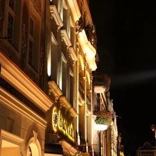 Poznań, old town, buildings, Night, illuminated