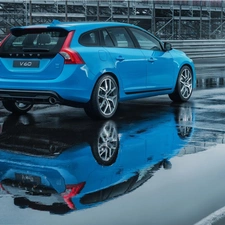 Volvo cars, puddle, reflection, V60