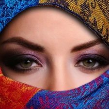 girl, Coloured, shawl, make-up