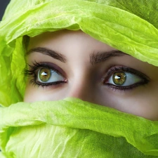 Women, make-up, shawl, Eyes