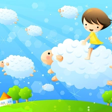 Sky, Kid, sheep