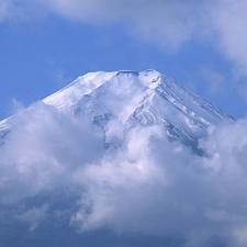 clouds, height, snow, mountains