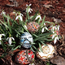 snowdrops, easter, eggs