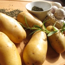 robust, garlic, spice, Potatoes