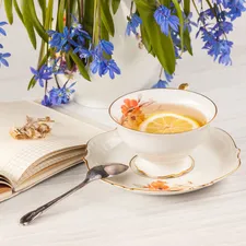 squill, tea, background, teaspoon, White, Blue, Flowers, note-book