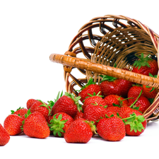 strawberries, basket, buxom