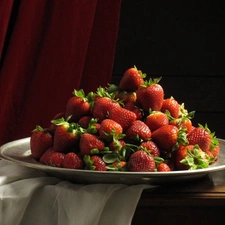 strawberries, Table, plate