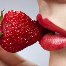 Strawberry, Women, lips