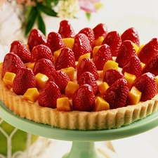 strawberry, cake tin, tart