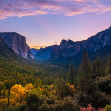 Yosemite National Park, Mountains, viewes, rocks, trees, California, The United States, autumn