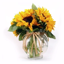 bouquet, clear, Vase, sunflowers