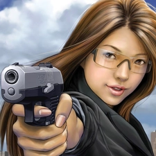 Weapons, girl, Glasses
