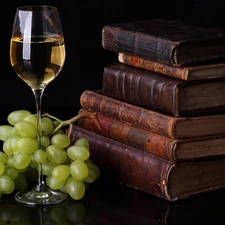 old, Grapes, Wine, Books