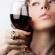 Women, glass, Wine, ring