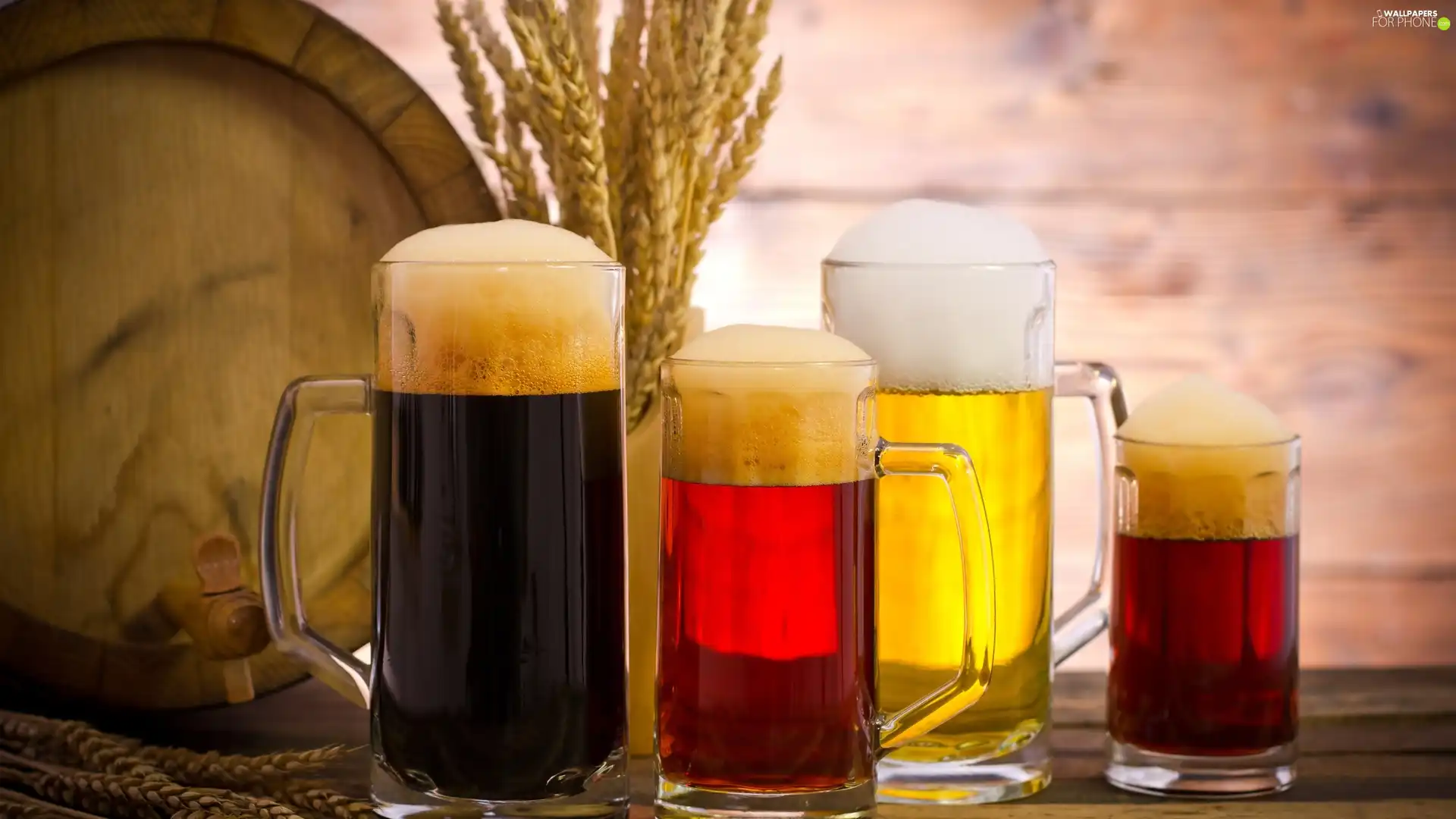 glass, Beer, mousse, barrel, Mugs, four
