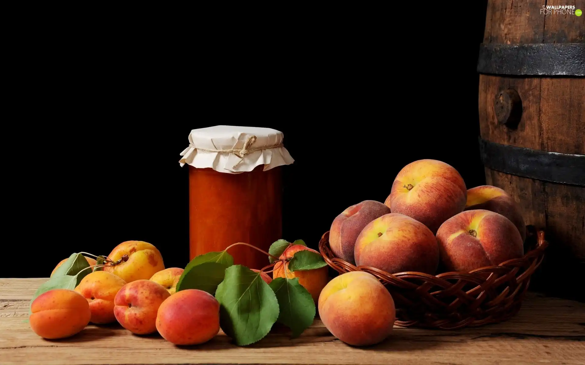 peaches, Jam, barrel, apricots