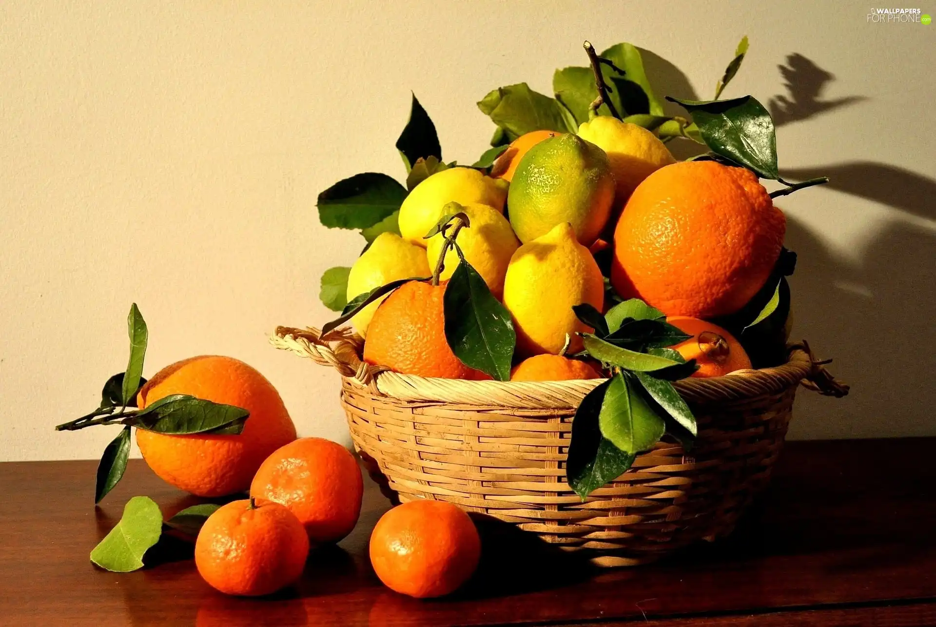 basket, lemons, orange