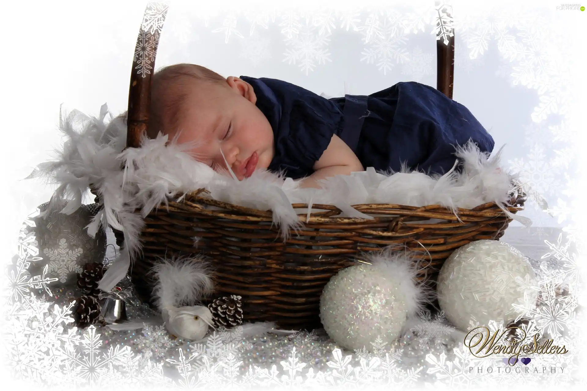 Sleeping, basket, baubles, Baby