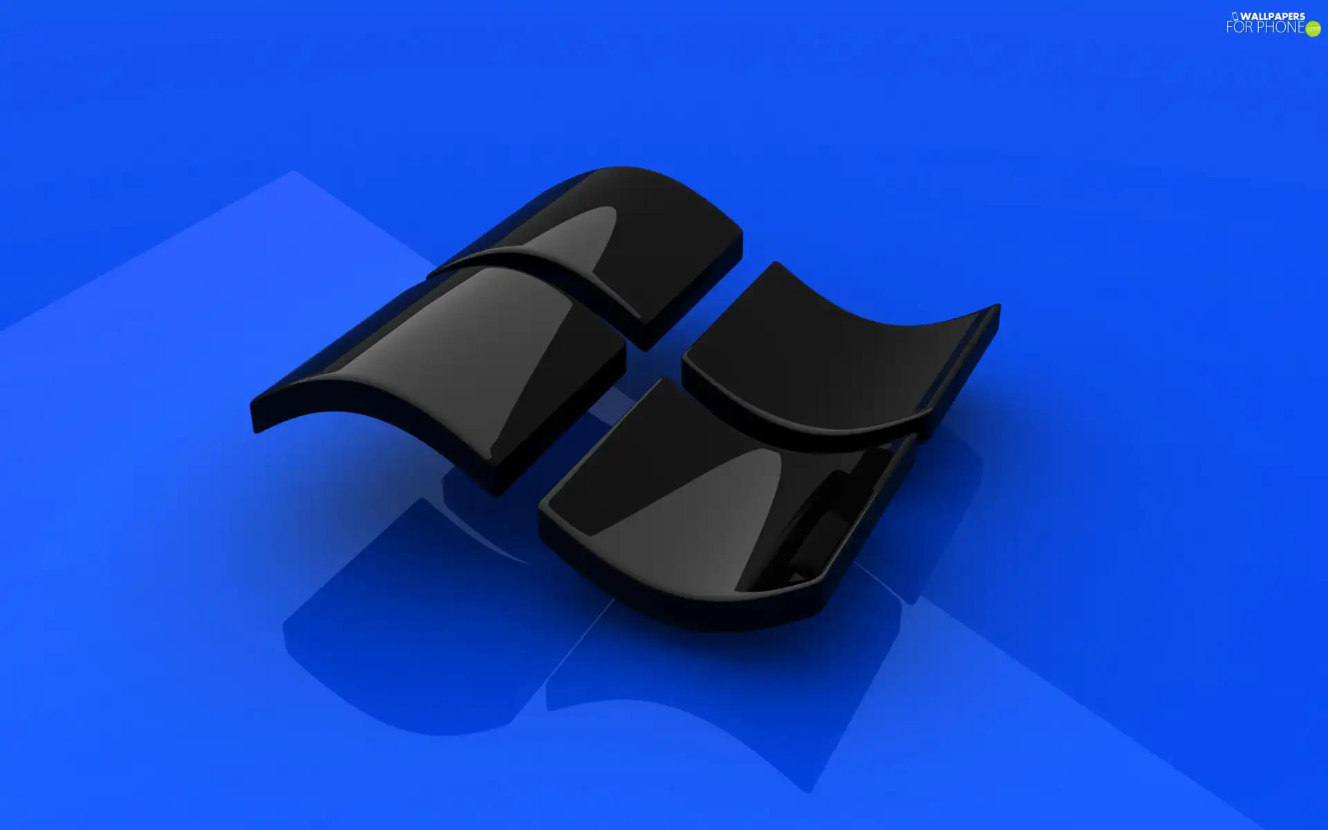 blue background, Logo Windows 8, Black