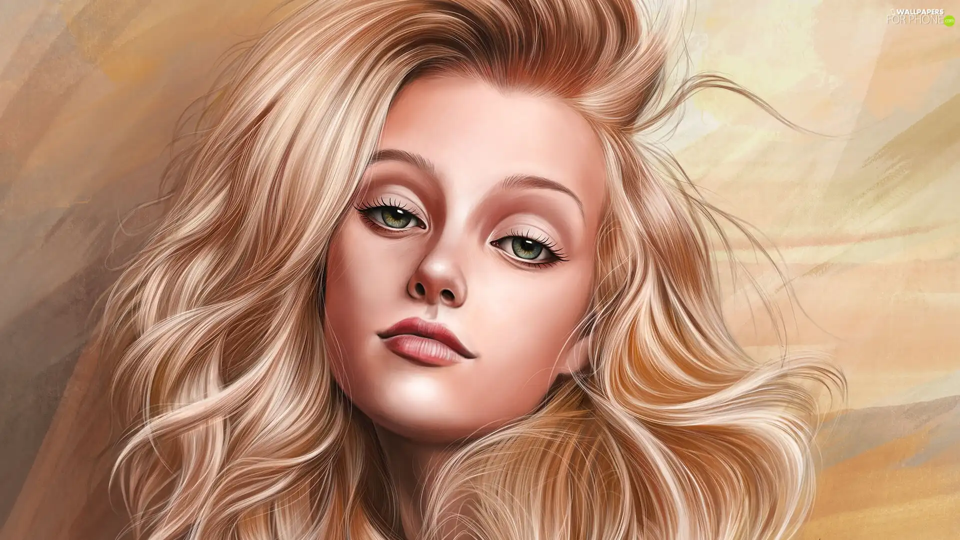 girl, portrait, graphics, Blonde