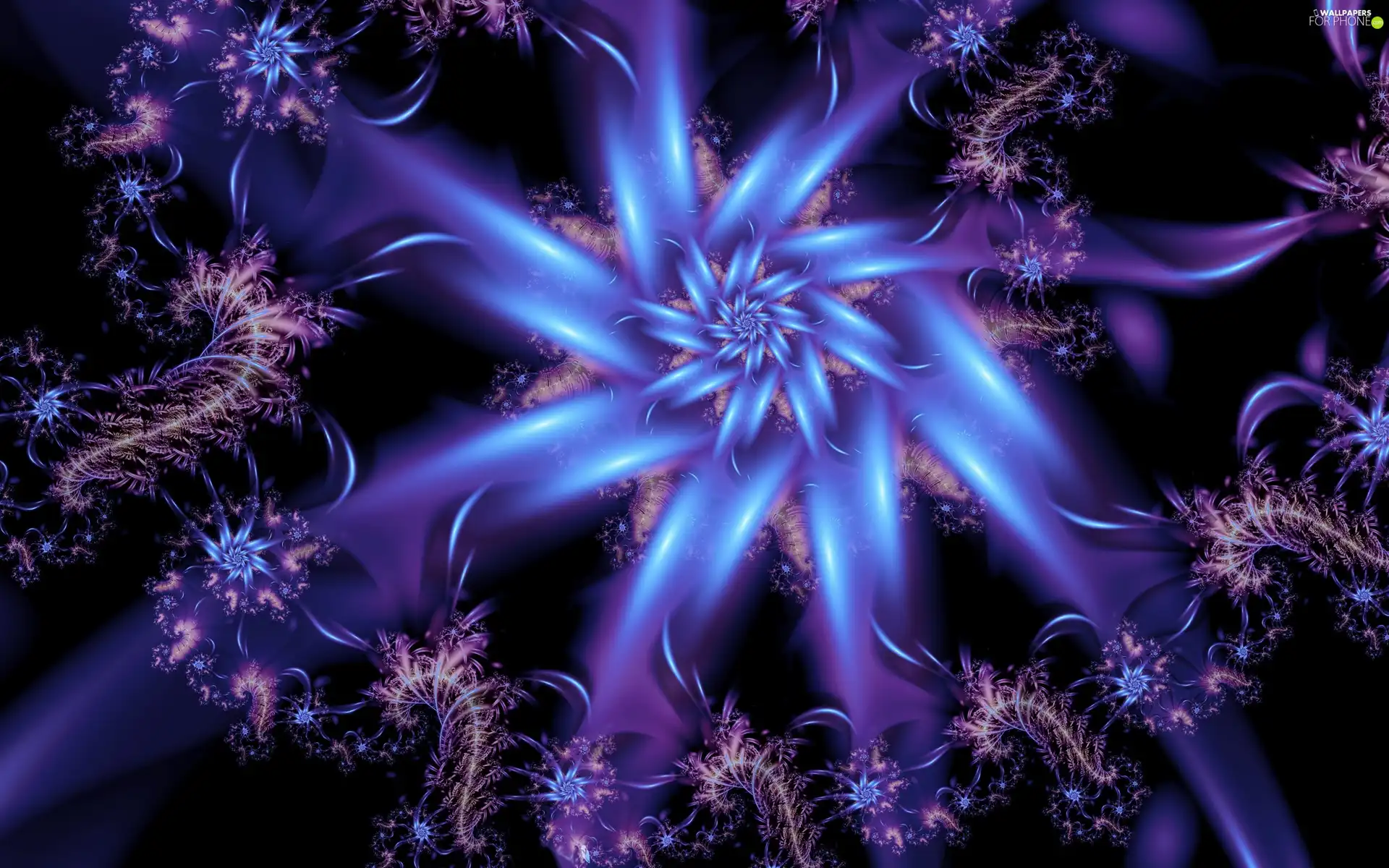 abstraction, Fraktal, Starry, blue and Purple, graphics