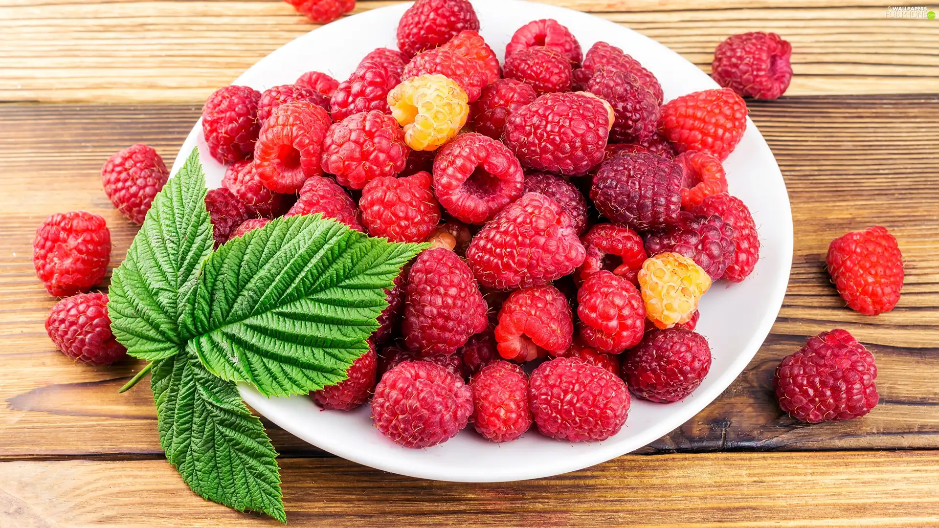 plate, boarding, raspberries, leaf, Fruits
