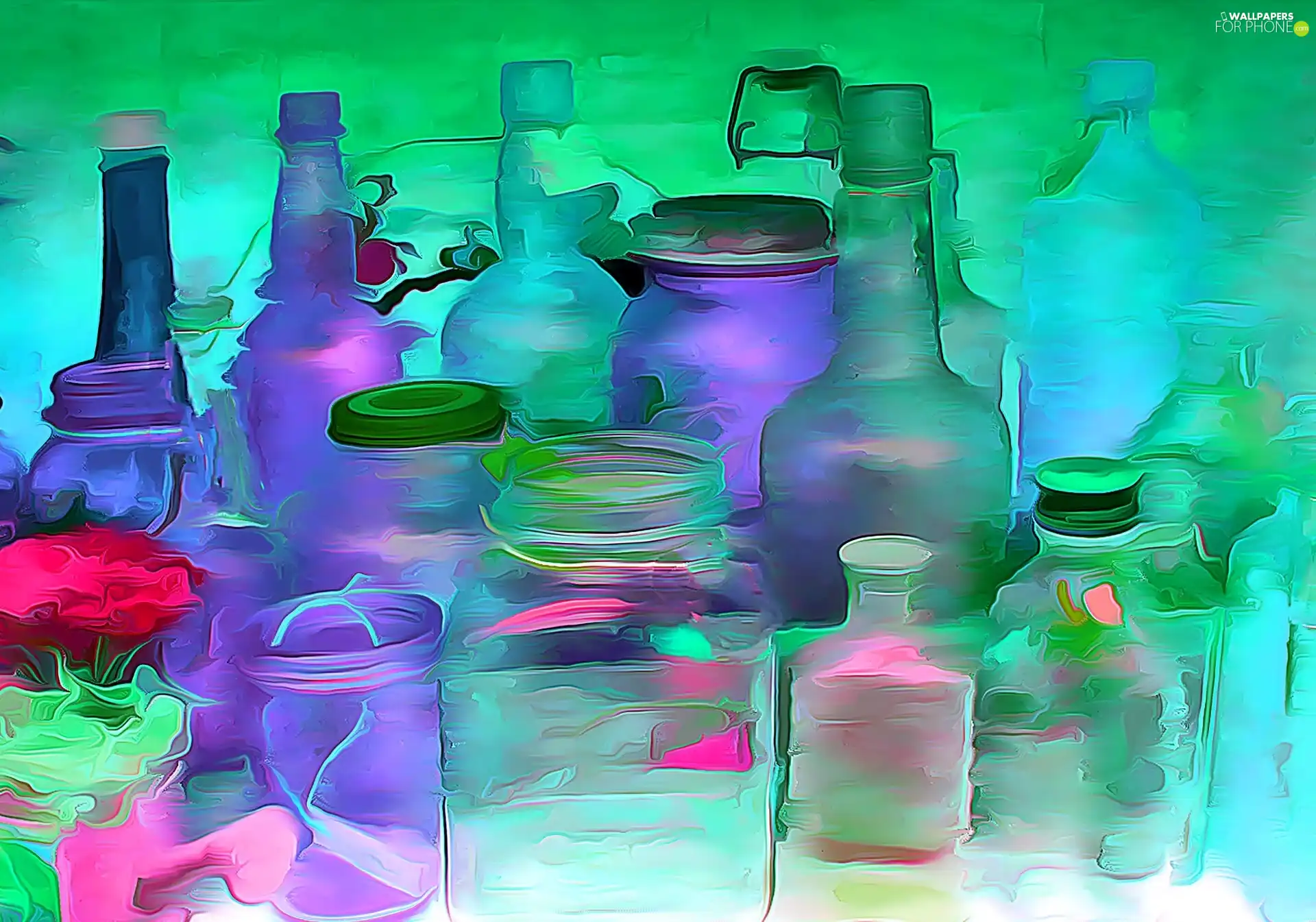 graphics, 3D, Bottles, Vectorial