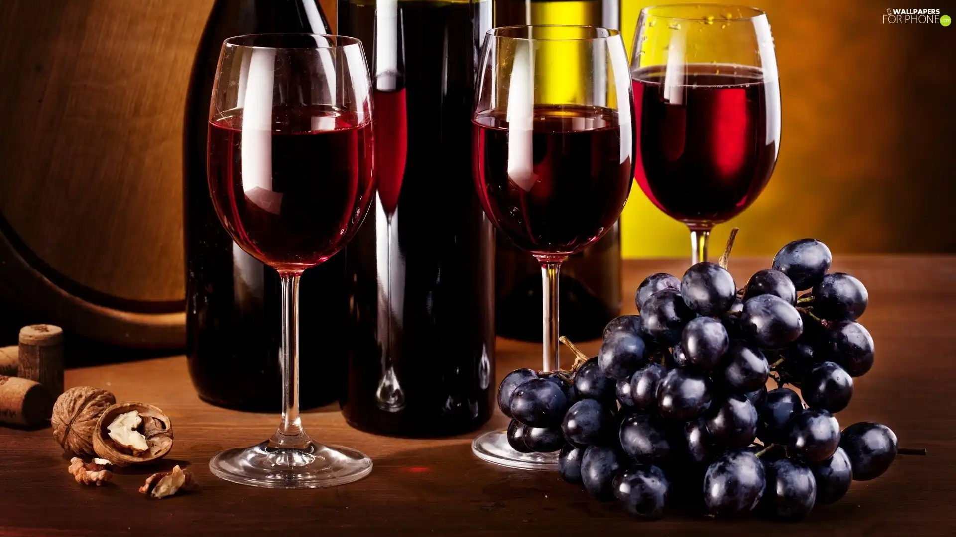Bottles, Grapes, Wine