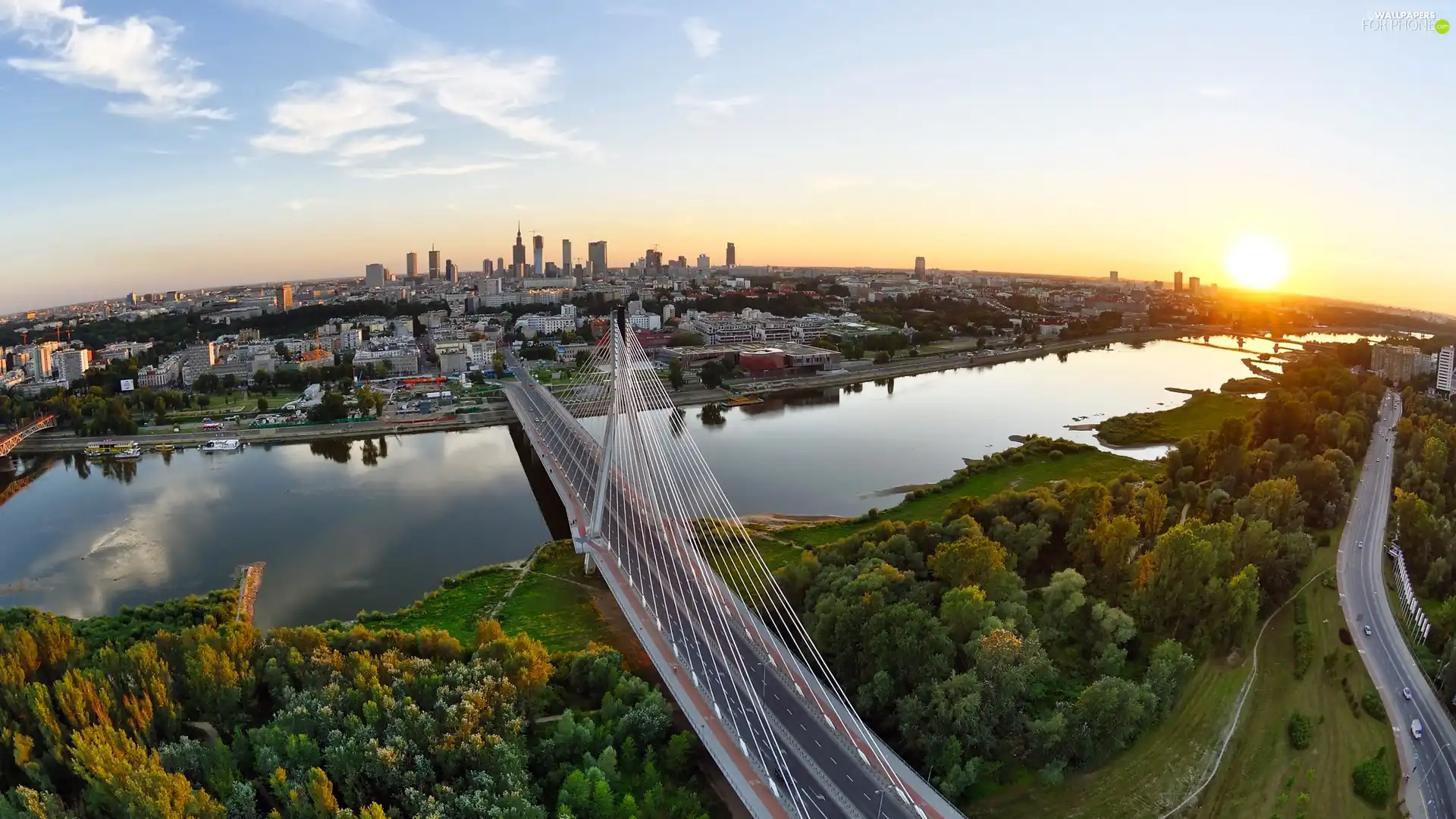 bridge, Poland, River, Wisła, Warsaw